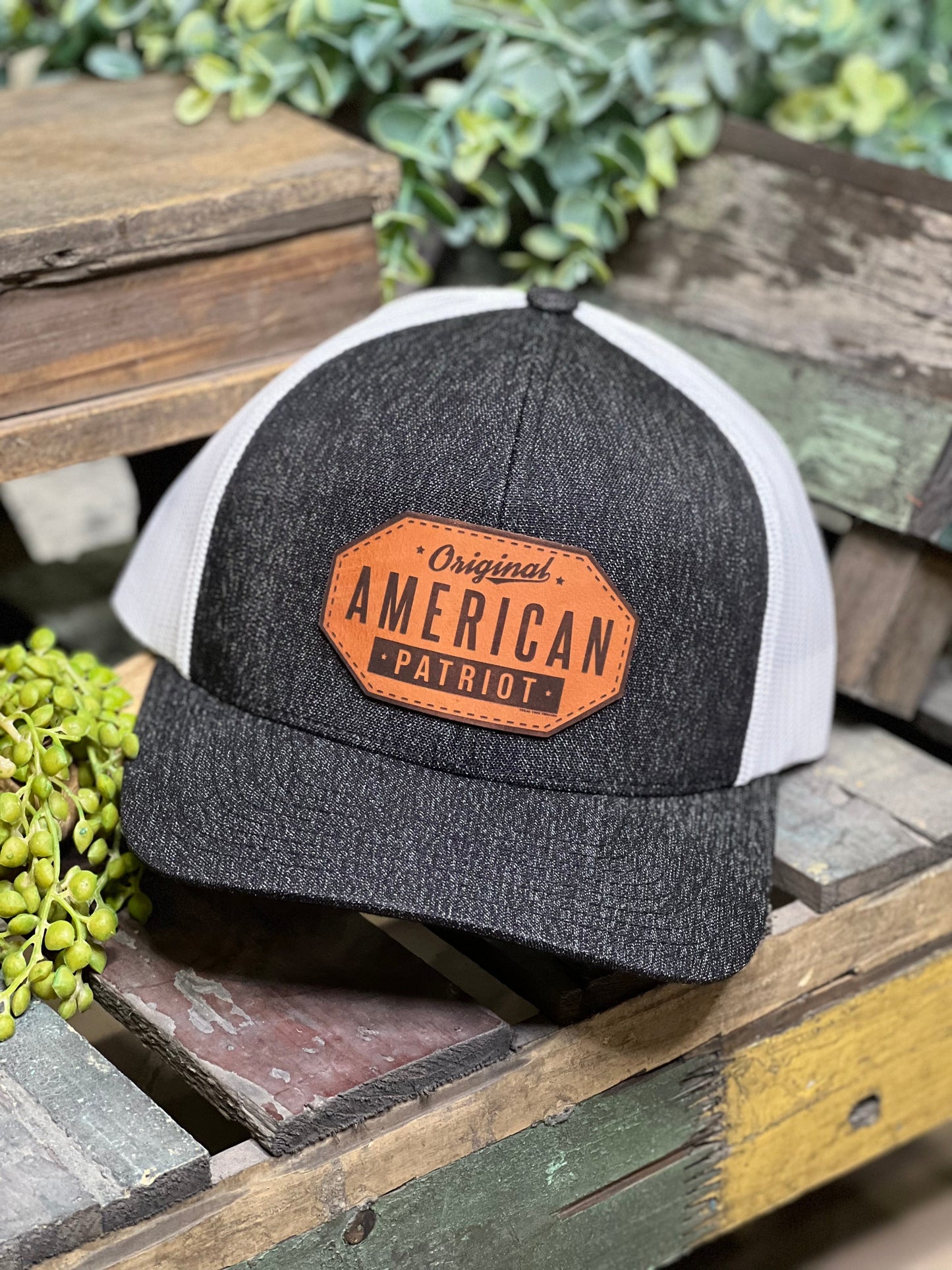 American Patriot Leather Patch Cap