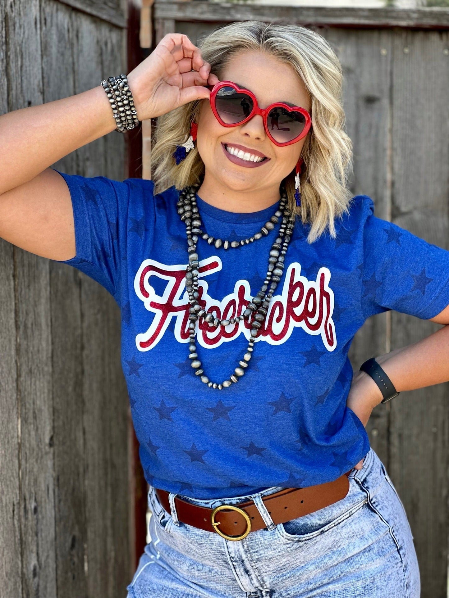 Firecracker in Red Glitter Tee