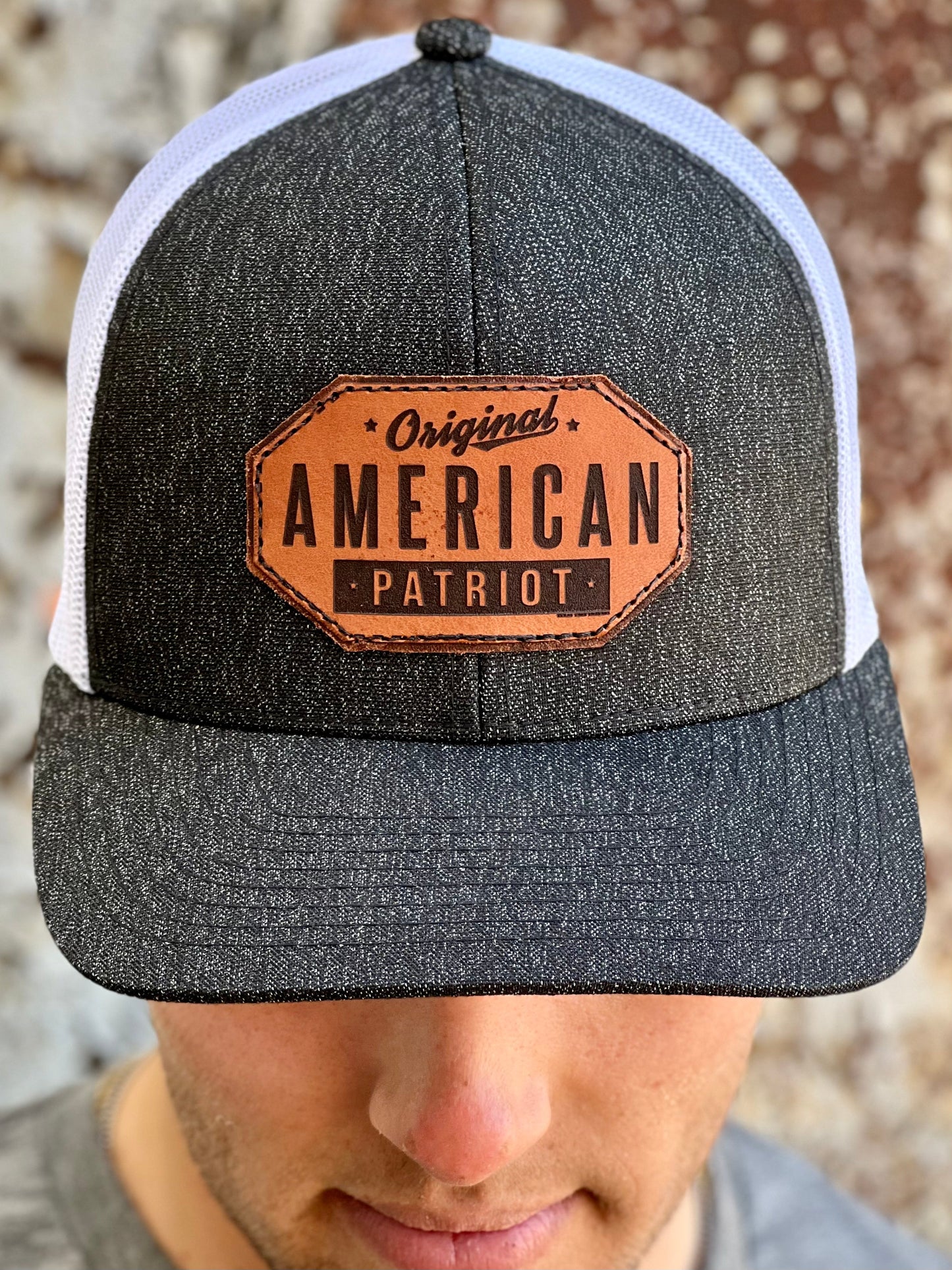 American Patriot Leather Patch Cap